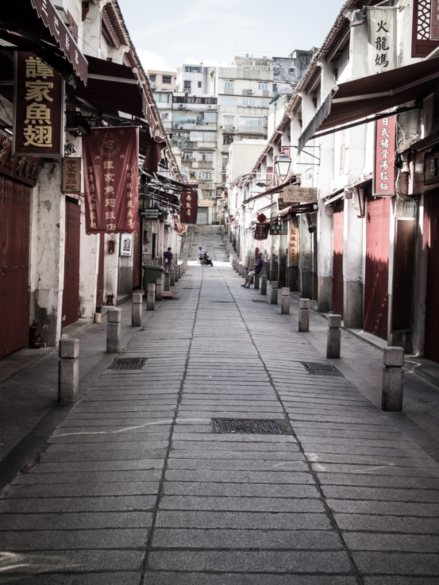 Street photography, a deserted old street in Macao